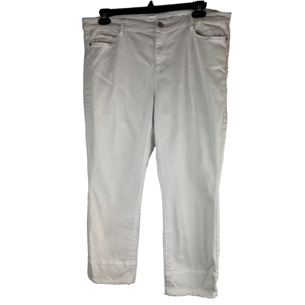 J. Jill Authentic Fit Cropped Jeans Fringe Raw Hem Pebble Cream Plus Size 16 - Picture 7 of 7